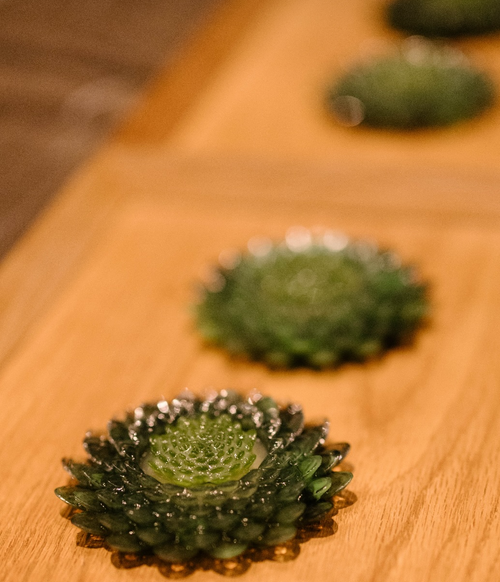 Alchemist michelin restauranten samarbejde med Wavesstudio kunst design tallerkener skovmærke mousse